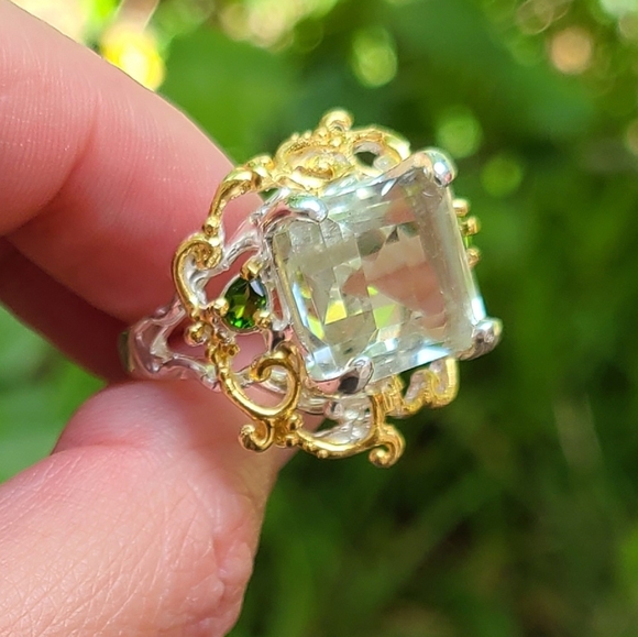 Genuine green amethyst sterling ring - Picture 4 of 13